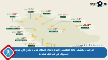 الأرصاد تكشف حالة الطقس اليوم 2025: أمطار غزيرة تؤدي إلى جريان السيول في مناطق محددة